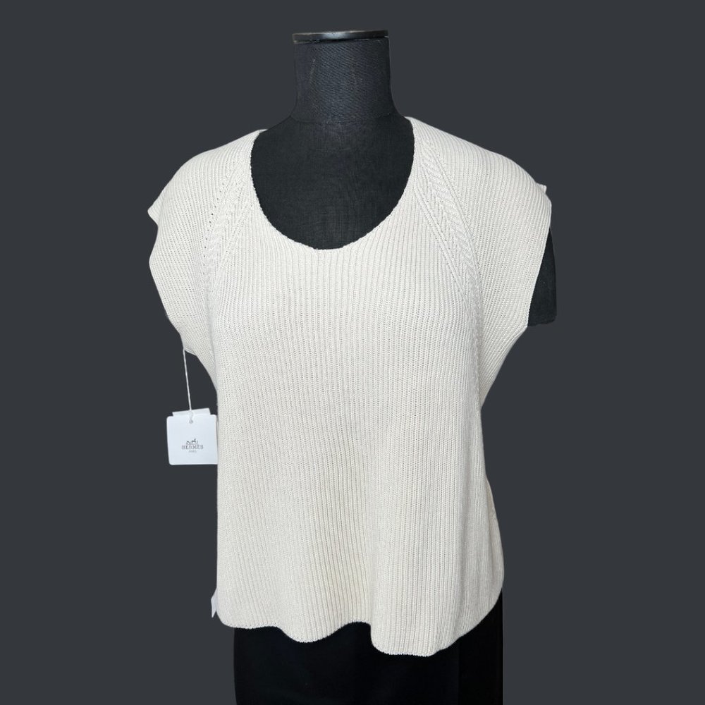 Hermes NWT Womens Sleeveless Pullover Sweater Vest Rayon Cotton EU Size 40